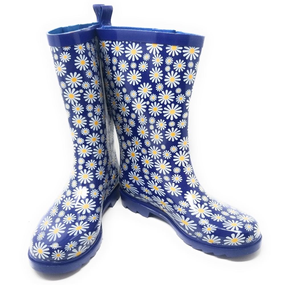 Women's Rubber Mid Calf Rain Boots, RB-3151, Daisy